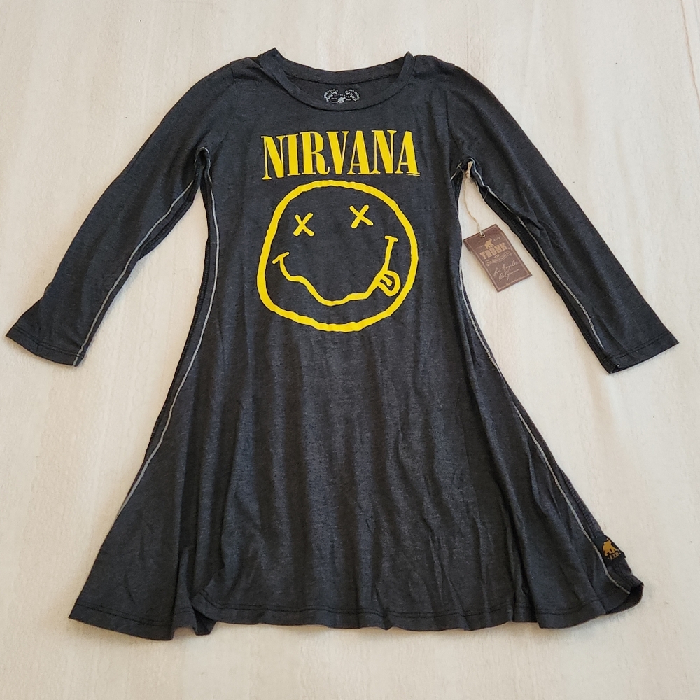 NWT Trunk Ltd. Nirvana Smiley Tee Dress Youth/Girls 12 can fit Womens XS/S *flaw